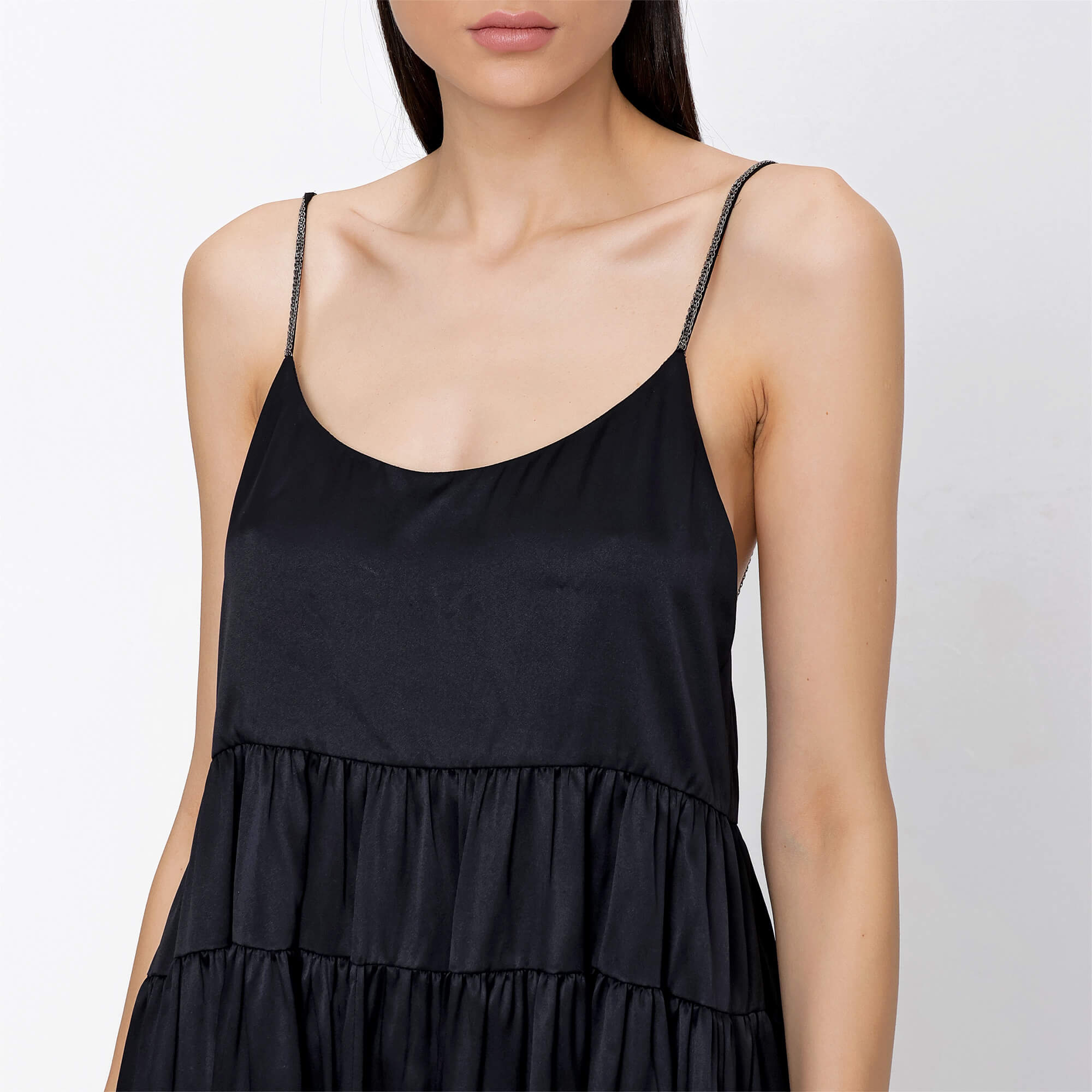 Yves Saint Laurent - Black Chain Embroidered Strap Dress